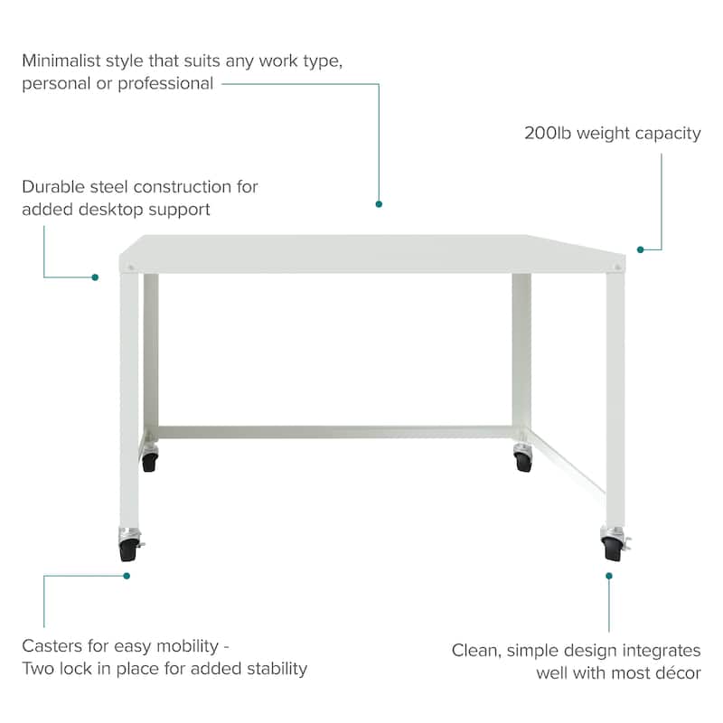 Space Solutions 48-inch Wide Mobile Metal Desk, White