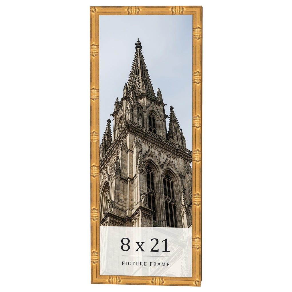 8x21 Frame Gold Bamboo Solid Wood Picture Frame | 1 Inch Moulding