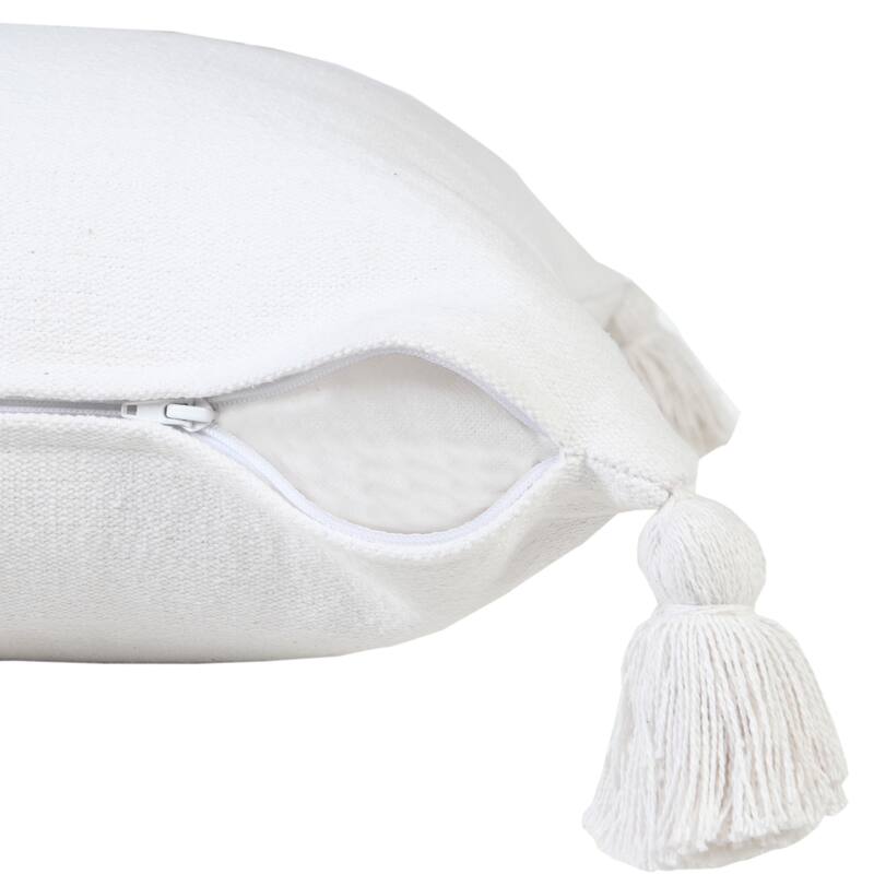 Sevita Solid Cotton Everyday Decorative Throw Pillow with Tassels