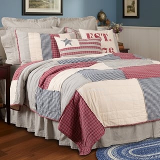 VHC Wyatt Quilted Standard Sham – Country Cabin Lodge Red Black Plaid Pillow Cover 2 thumbnail image