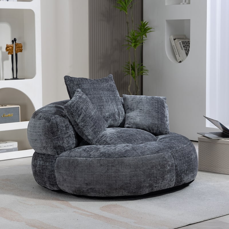 Chenille Lazy Sofa with Pillows