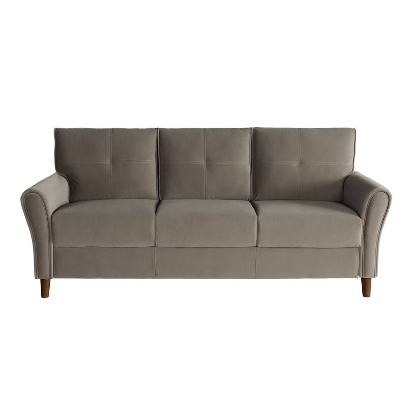 Velvet Upholstery Plush Tufted Sofa with Flared Arms, Solid Wood Frame - 1pc 80" Modern Living Room Couch