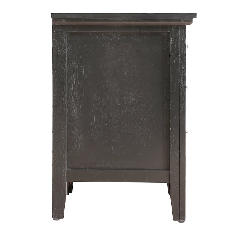 Black Nightstand 26x24x18 with Three Spacious Drawers, Compact Bedside Table for Bedroom Storage and Sleek Contemporary Look