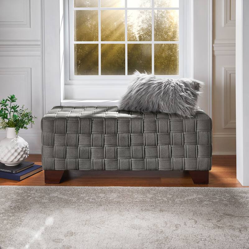 Orlo Walnut Finish Woven Bench by iNSPIRE Q Modern