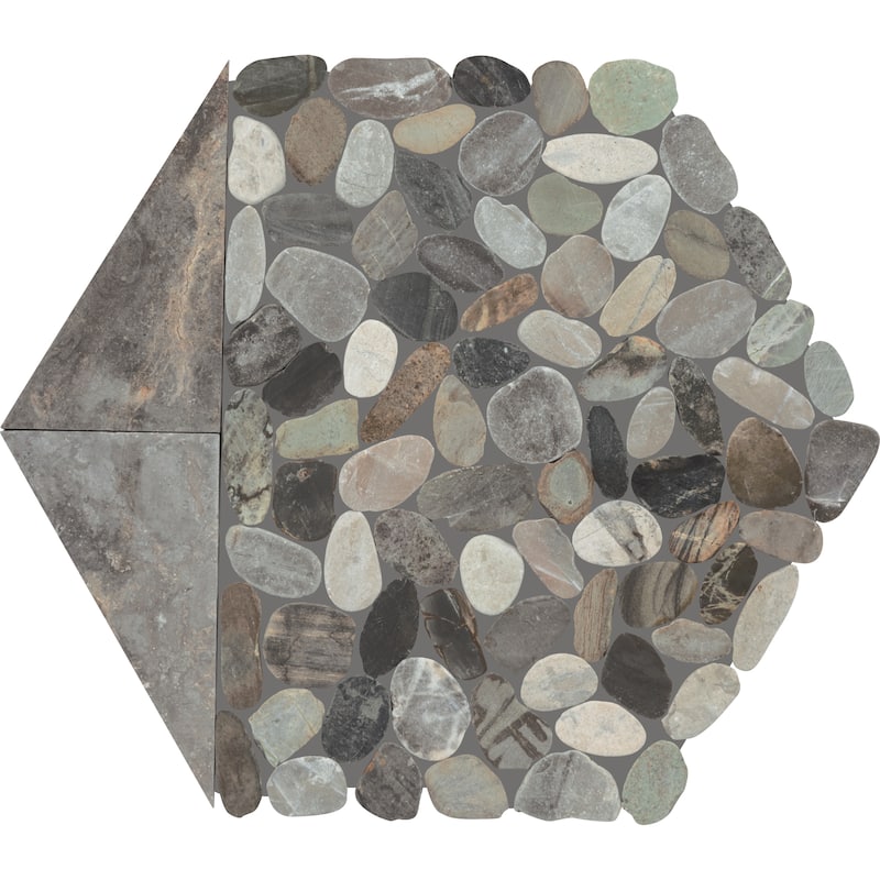 Daltile Pebble Oasis Natural Stone Tri-Hex Pebble Mosaic 11" x 10" (17 PC per Carton) (10.89 SQFT per Carton) - Coastal