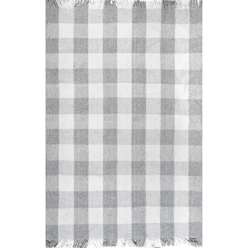 Nuloom Ellis Hand Woven Farmhouse Plaid Fringe Area Rug