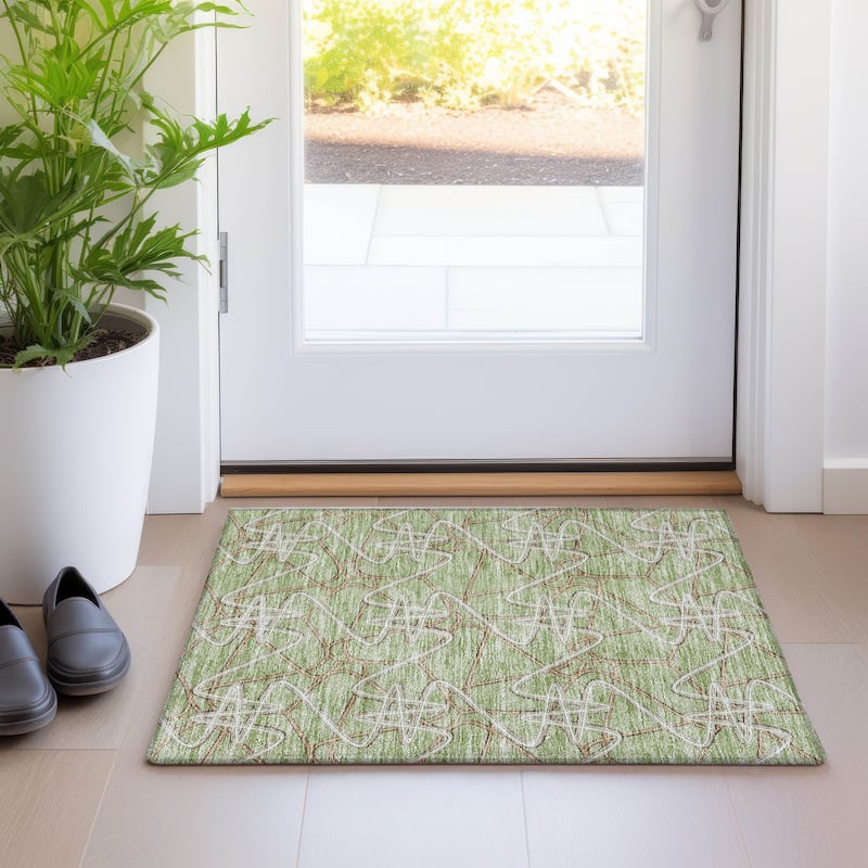 Machine Washable Indoor/ Outdoor Contemporary Links Chantille Rug