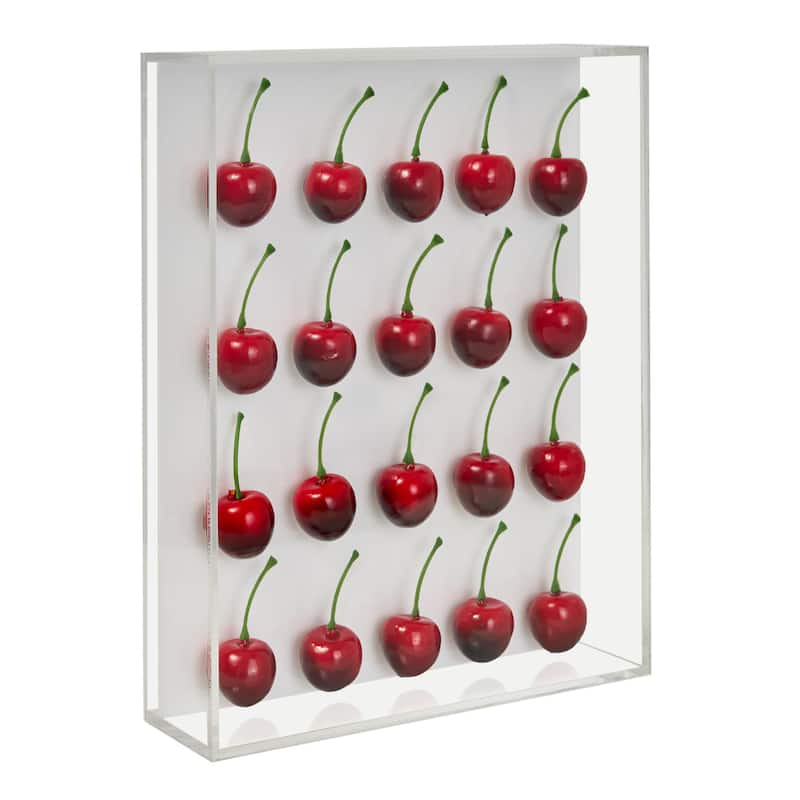 American Art Decor Acrylic Shadow Box 20 Red Cherry Wall Decor - 2.25" x 8.25" x 10.5"