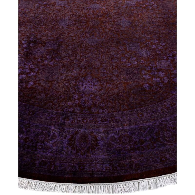 Overdyed One-of-a-Kind Hand-Knotted Round Area Rug - Purple - 6' 1" x 6' 1"