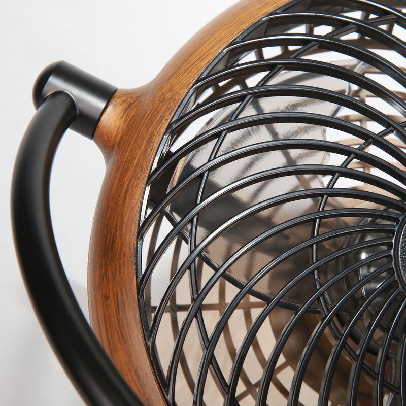 13-in Farmhouse Black and Brown Walnut Finish Small Wall Mounted Fan - 12.9-in W x 14.3-in H