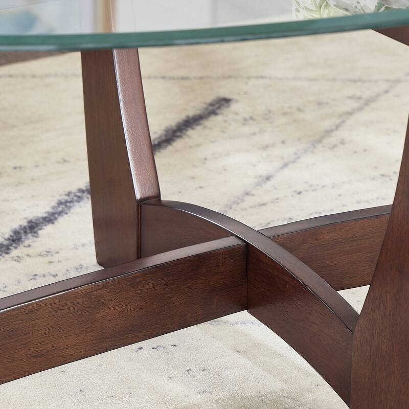 Roomfitters 48-Inch Oval Glass Coffee Table with Metal Frame and Faux Marble MDF Shelf, Modern Center Table, Living Room