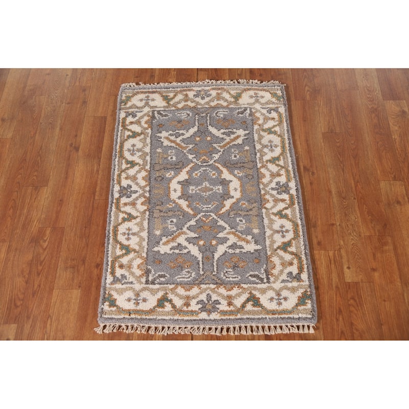 Gray Oushak Oriental Foyer Area Rug Handmade Wool Carpet - 2'0"x 3'0"