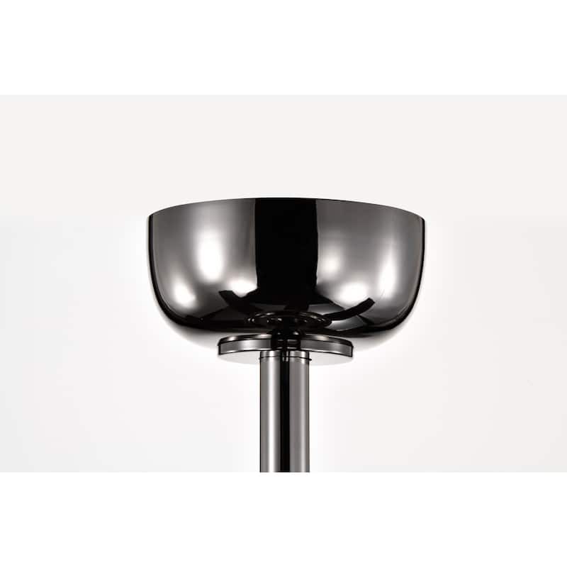 Anja Dark Pear Black Satin Gray 5-Blade 3-Light Lighted Ceilng Fan Smoked Glass Lamp Chandelier Includes Remote Control