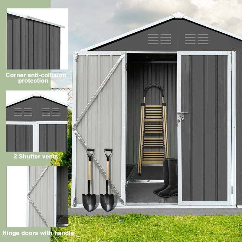 6 ft. W x 4 ft. D Electro-Galvanized Outdoor Metal Storage Shed