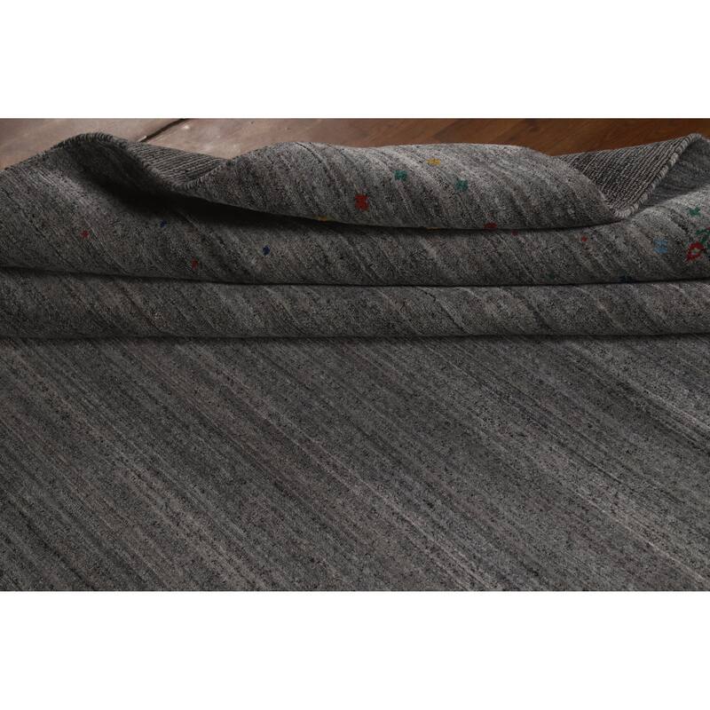 Hand Knotted Oriental 100% Wool Carpet Tribal Tribal Greys & Charcoal Gabbeh Area Rug - 9' 11'' X 7' 10''