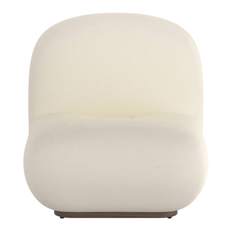 Contemporary Boucle Fabric Accent Chair - Ivory