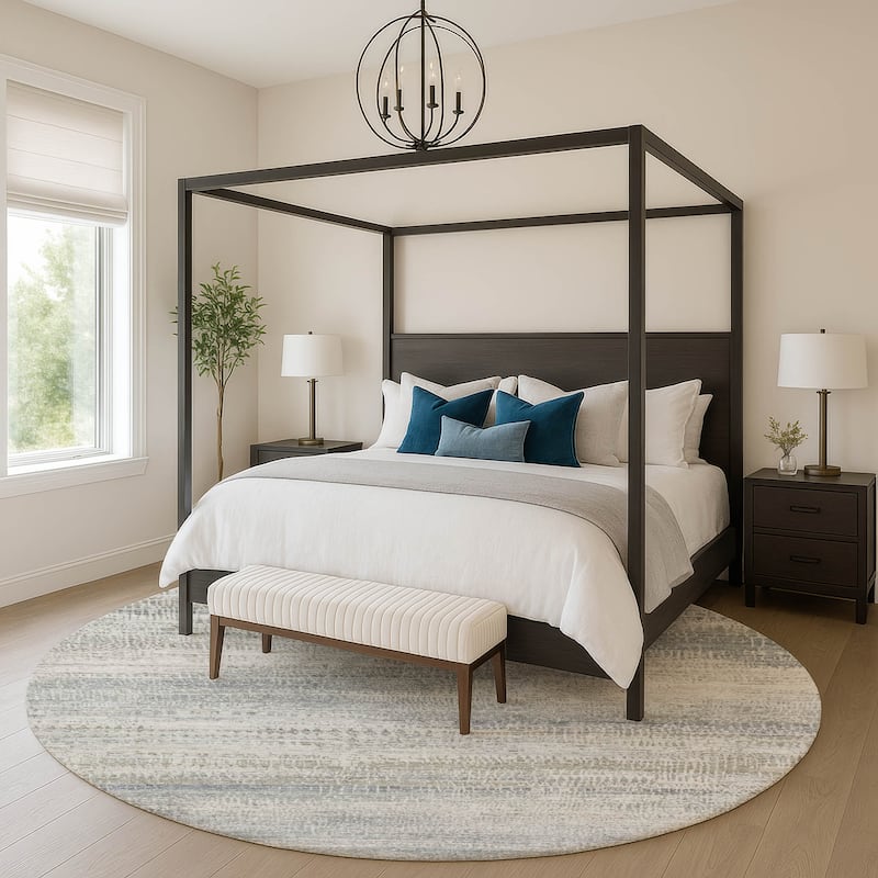 Premium Washable Super Soft Modern Layers Mayfield Rug - Linen - 8' x 8'