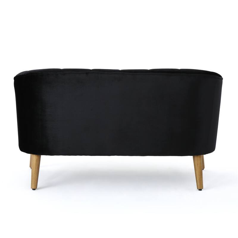 Classic Shell-Backed Loveseat with Wooden Legs