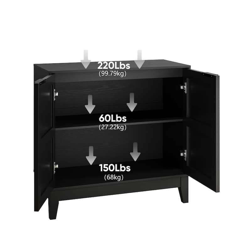 31.5 Inch Carved Buffet Cabinet, Sideboard with 2 Doors and Adjustable Shelves, Wooden Decorative Cabinet with Storage Space