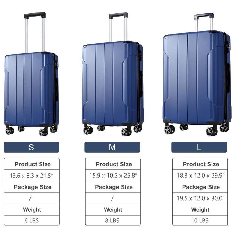 3PCS Expandable Hard Shell Luggage Sets