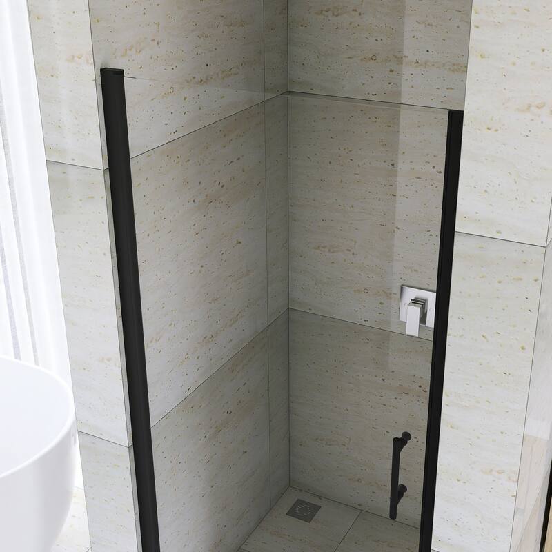 Pivot Semi-Frameless Shower Door in Matte Black Finish