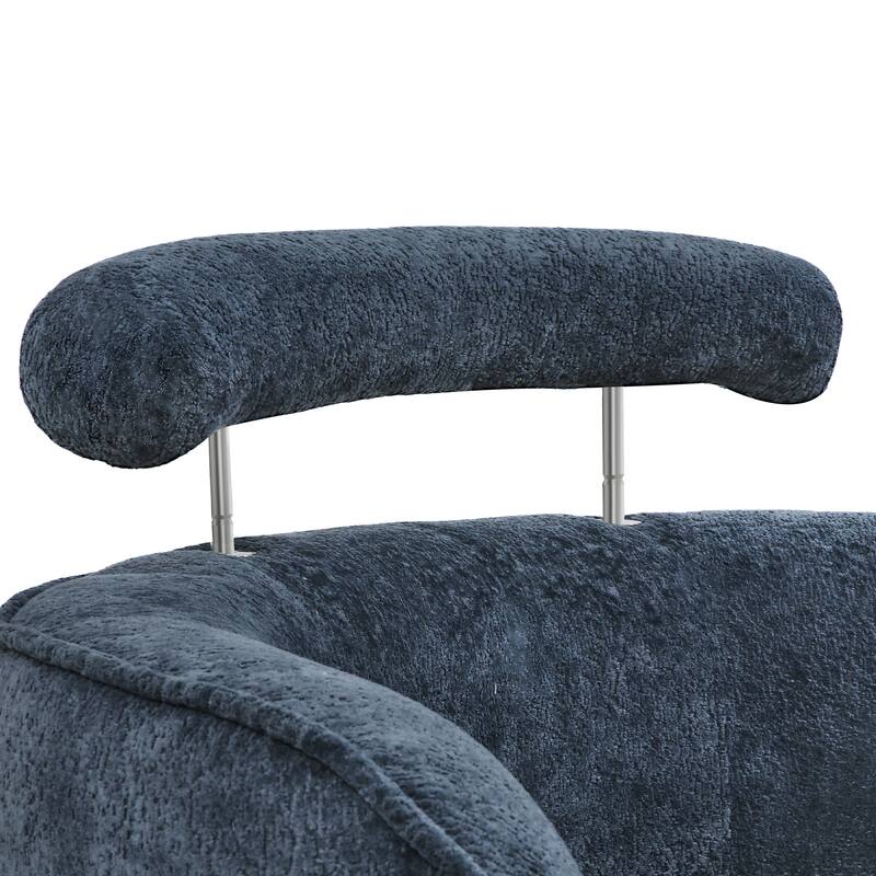 Modern Set of 2 Chenille Wooden Swivel Barrel Chair Upholstered Ergonomic Design