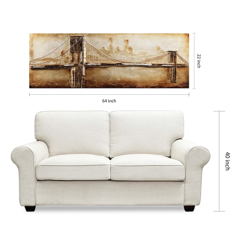 Golden Gate Bridge Metallic Handed Painted Rugged Wooden Wall Art