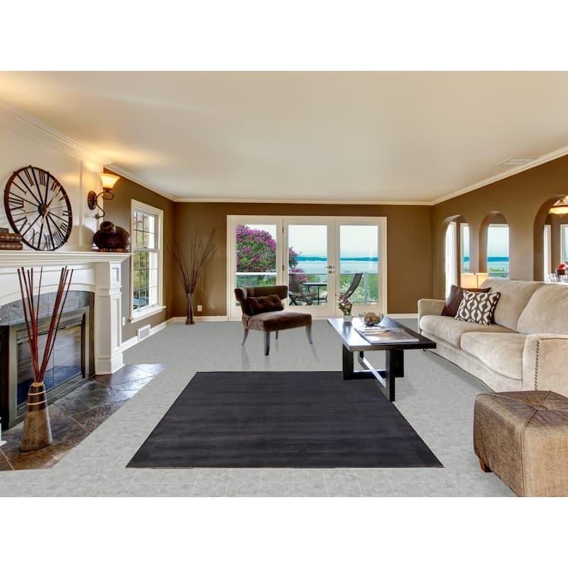 Navy Blue Gabbeh Modern Area Rug Handmade Wool Carpet - 5'6" x 7'10"