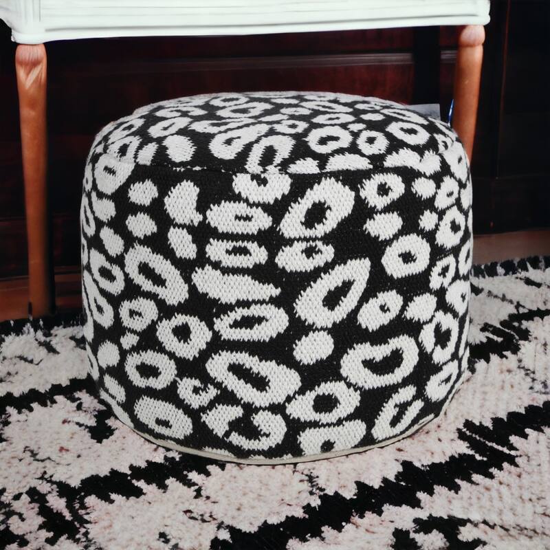 18" Abstract Pouf Ottoman Cotton Blend Upholstered Footrest and Seat