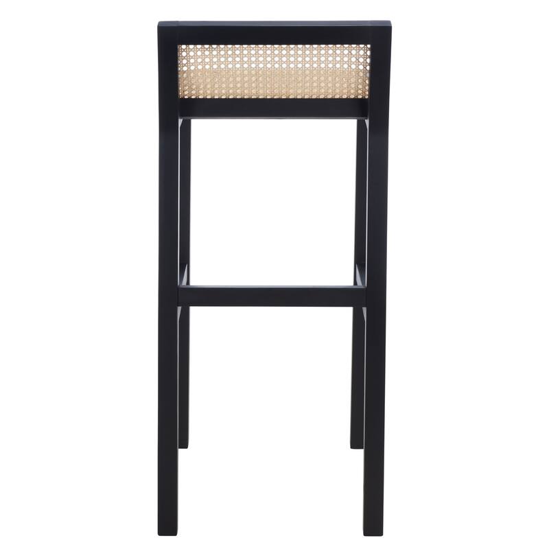 SAFAVIEH Crete Low Back Cane Bar Stool - 16" W x 20" D x 38" H - 16Wx19Dx37H
