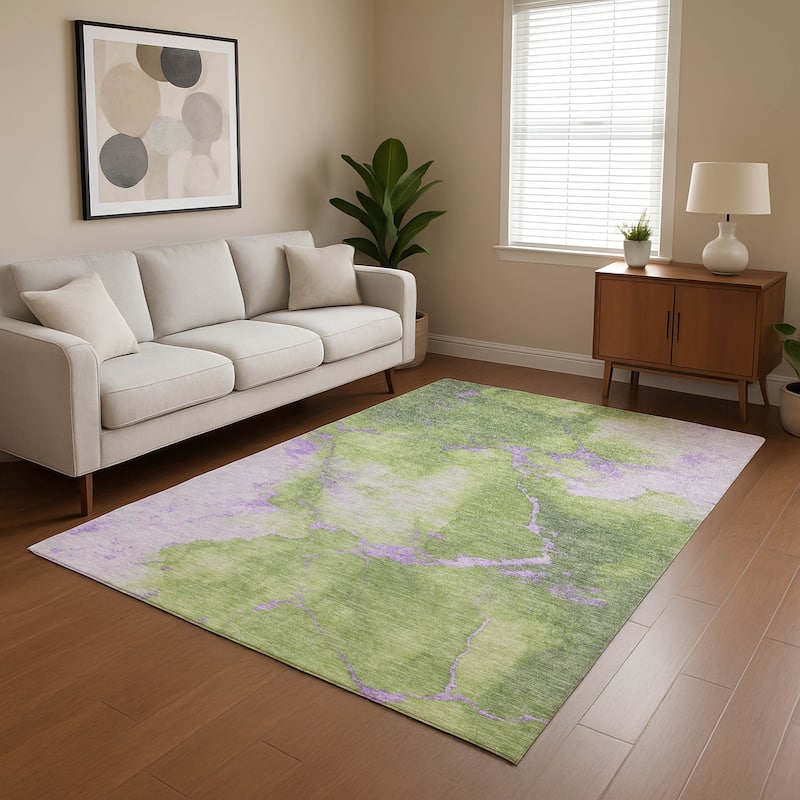 Premium Washable Super Soft Contemporary Mayfield Rug - Aloe - 8' x 10'