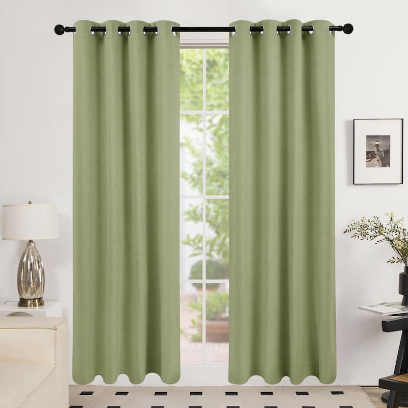 Deconovo Total Blackout Faux Linen Curtains 2 Panels