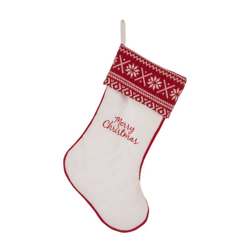 Glitzhome 21"L Embroidered Linen Red Truck Dachshund Christmas Stocking - Merry Christmas