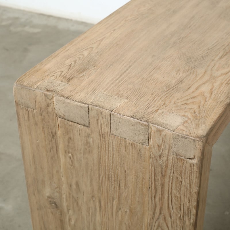 72 Inches Waterfall Console Table Reclaimed Pinewood Whitewash