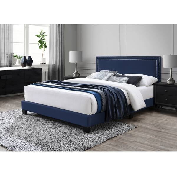 slide 3 of 16, Copper Grove Ausert Upholstered Platform Bed Blue - Queen