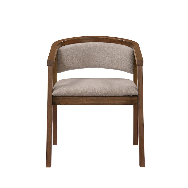 Christopher Knight Home - Noren Mid-Century Boucle Upholstered U-Shaped Dining Chair with Armrest - Set of 2