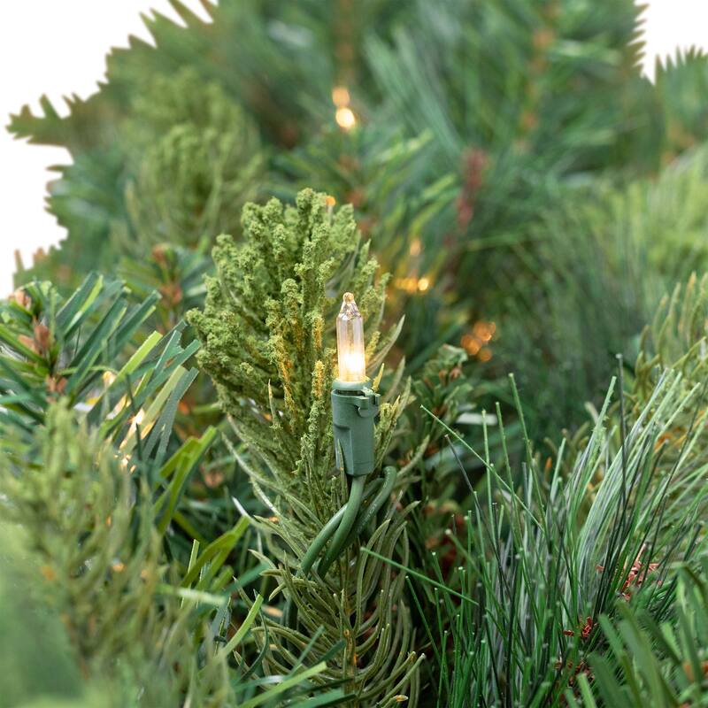 Pre-Lit Flocked Mixed Pine and Pine Cones Artificial Christmas Garland - 9' x 14" - Clear Lights