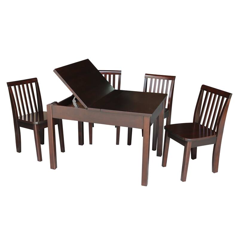 Kids Table with Lift Up Top and 4 Mission Juvenile Chairs - 5 Piece Set