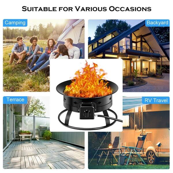 Shop Gymax Portable Propane Outdoor Gas Fire Pit W Cover Carry