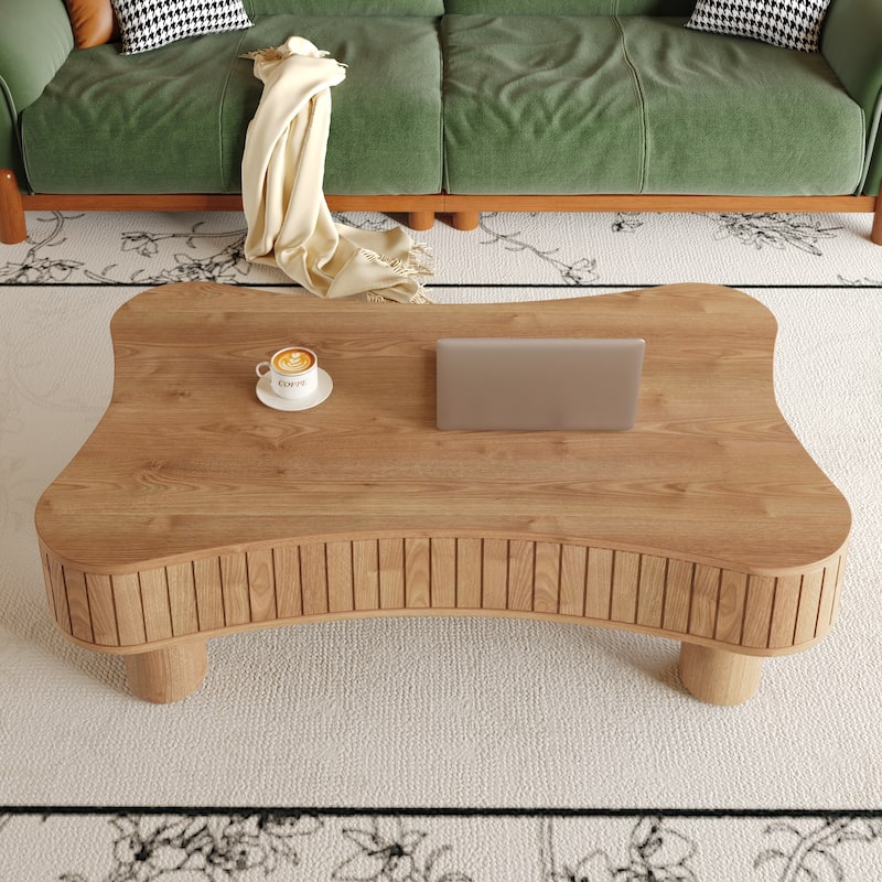 Lift Top Coffee Table - Fluted Panel Hidden Storage,Silent Hydraulic Lift,Curved Safety Corners,5 Min Assembly
