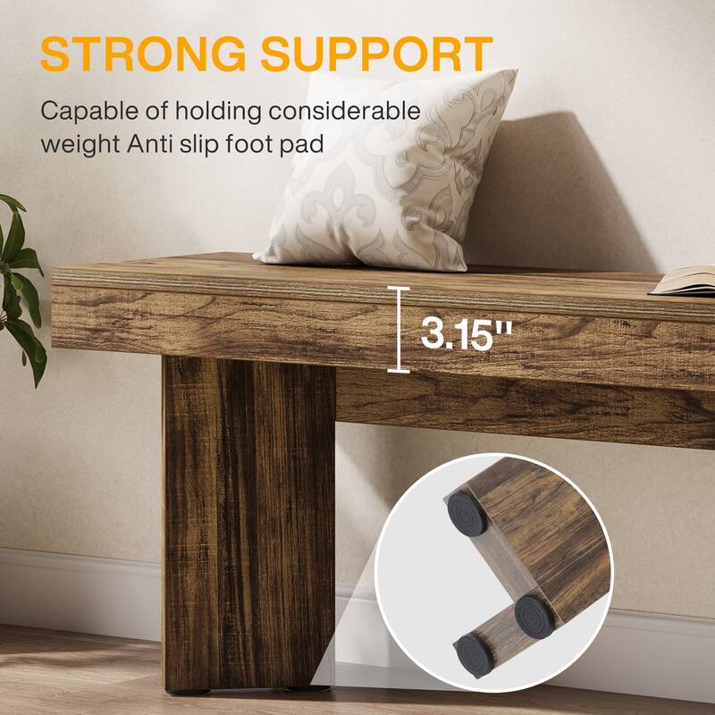 Wooden Farmhouse Indoor End of Bed Entryway Bench for Bedroom