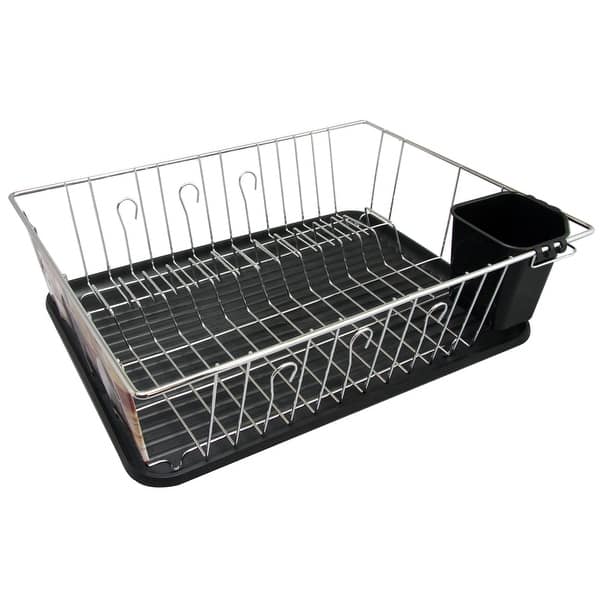 Megachef 16 Inch Chrome Plated and Plastic Counter Top Drying Dish Rack in  Black - 16 - On Sale - Bed Bath & Beyond - 33419200