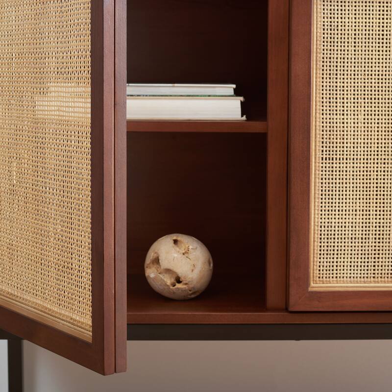 SAFAVIEH Tabetha 2-Shelf Rattan Sideboard - 54 In. W x 15 In. D x 33 In. H - 54Wx15Dx33H