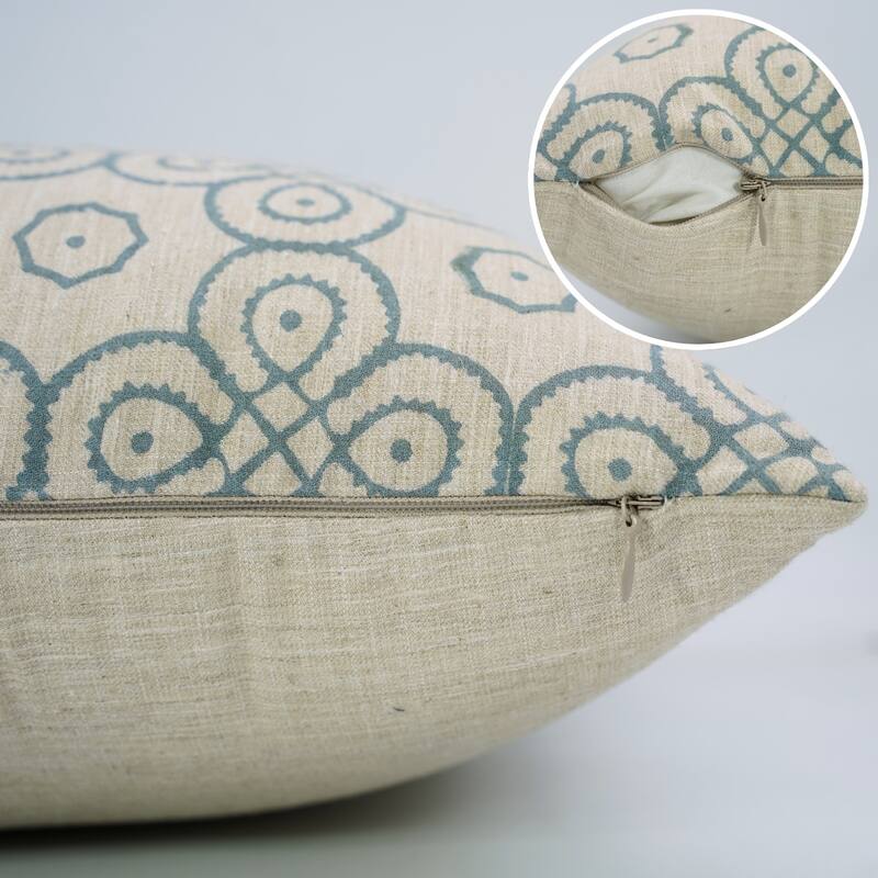Fabdivine Linen Cushion Cover Floral Throw Handmade Purple Pillow Case for Couch Office Guest Bedroom Farmhouse, Pushaplata