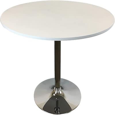 Round Wood Top Dining Table with Chrome Legs 35"