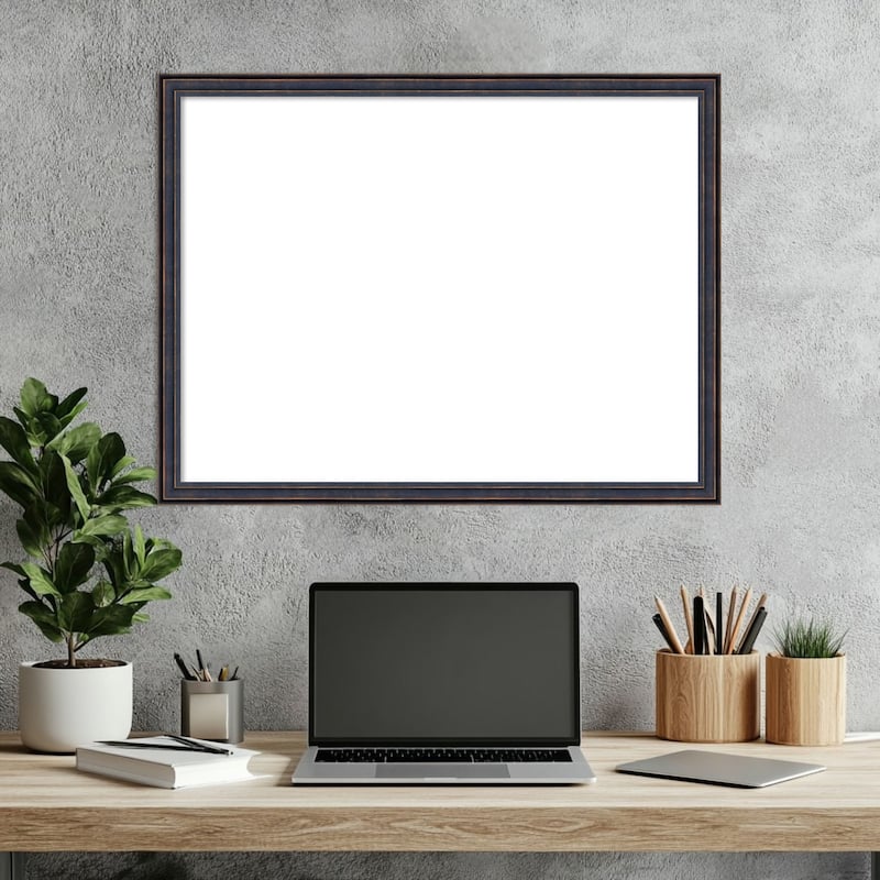 Amanti Art Dark Bronze Scoop Framed Dry Erase Magnetic Board