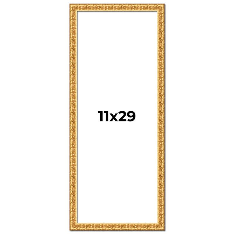 11x29 Frame Gold Real Wood Picture Frame Width 1 inches | Interior