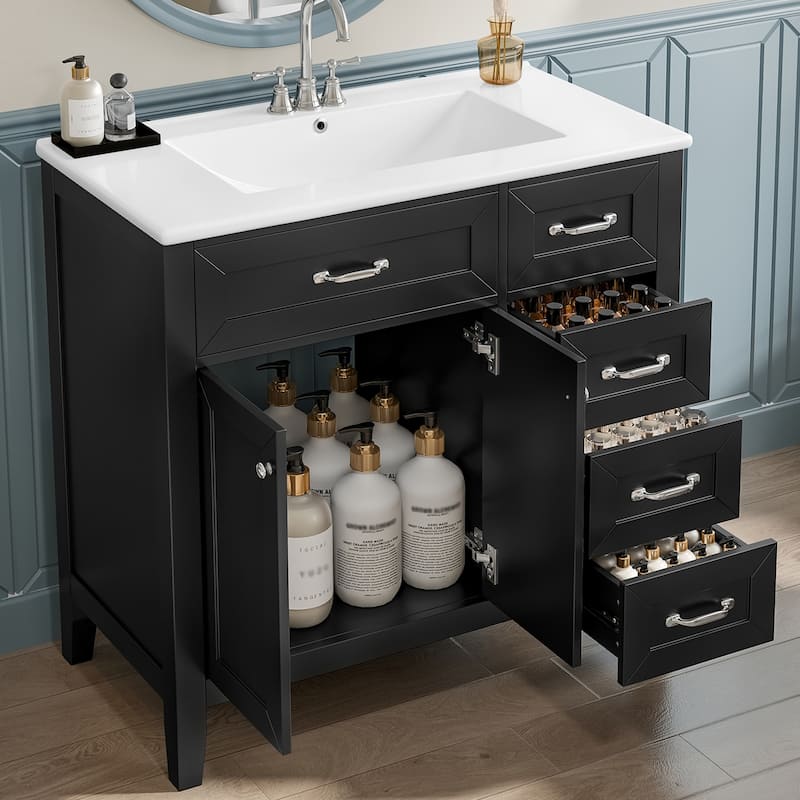 Roomfitters 36" Bathroom Vanity with Sink Combo Cabinet with Drawers Solid Frame and MDF Board One Package