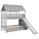 preview thumbnail 15 of 17, Twin Over Twin House Bunk Bed With Trundle And Slide,Storage Staircase
