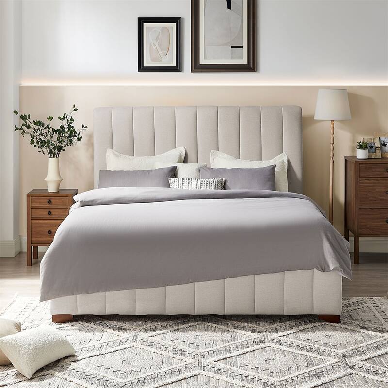 Queen Size Modern Bed Frame Upholstered Queen Bed Frame Platform